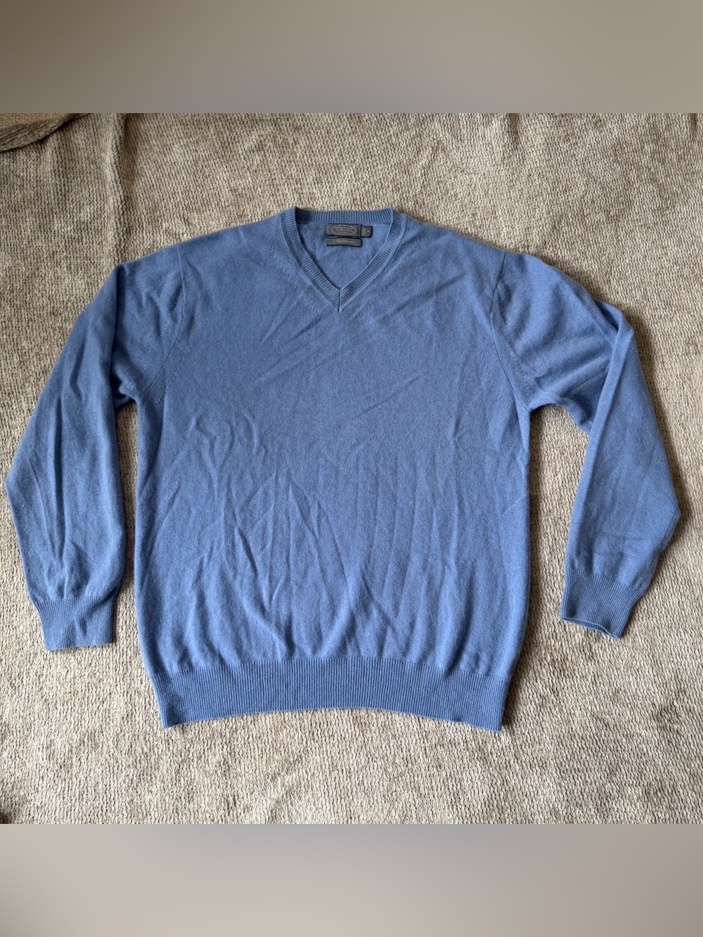 Talbots Men’s V-Neck Cashmere Sweater Blue Size Medium